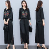 （秋季上新）HXY803香云纱2022夏新款高端真丝时尚洋气复古套装阔腿裤两件套【XP】 商品缩略图0