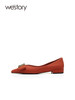 westory真皮一脚蹬气质浅口尖头22年秋季新款法式平底单鞋女72701 商品缩略图2