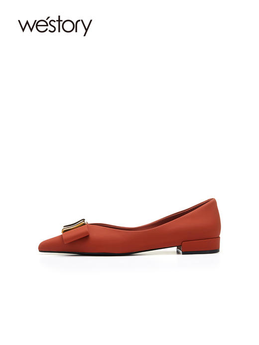 westory真皮一脚蹬气质浅口尖头22年秋季新款法式平底单鞋女72701 商品图2