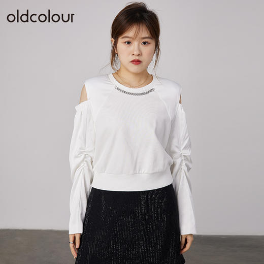 oldcolour春秋商场同款白色设计感小众气质T恤上衣女DN31023806 商品图2