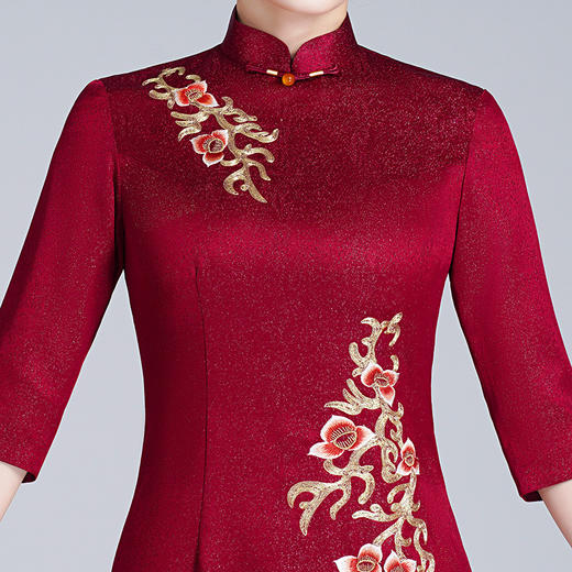 新款秋季婚宴旗袍裙喜宴喜婆婆旗袍端庄大气修身显瘦LHS-20271 商品图1