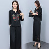 （秋季上新）HXY803香云纱2022夏新款高端真丝时尚洋气复古套装阔腿裤两件套【XP】 商品缩略图2