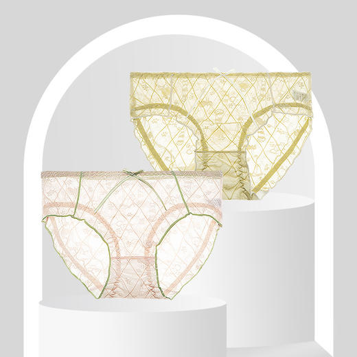 黛唯梵可爱动物蕾丝提花少女内裤舒适纯棉档性感透视网纱三角裤 商品图0