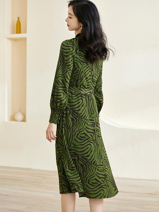 剩S/M/L 米思阳2026春季新款知性优雅套装时尚斑马纹针织衫长裙两件套3108 商品图3