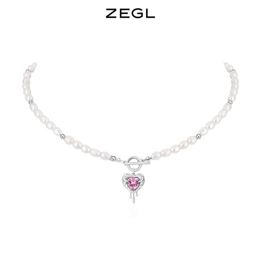 ZEGL雪融之心淡水珍珠项链女高级感轻奢小众夏爱心甜酷风锁骨颈链 商品图0
