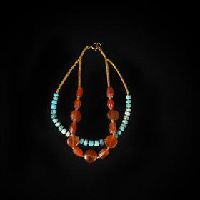 西亚高古红玛瑙+绿松石双股手串