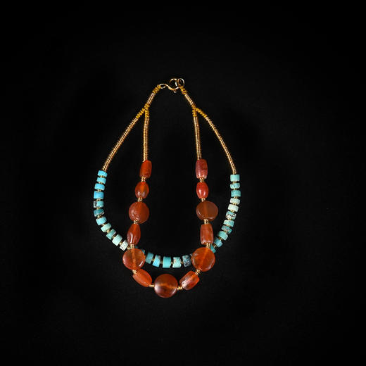 西亚高古红玛瑙+绿松石双股手串 商品图0