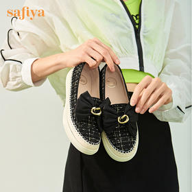 safiya/索菲娅可拆卸蝴蝶结扣2022秋季新品学院风舒适休闲蝴蝶结平底渔夫鞋SF23112570