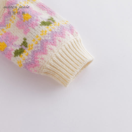 【柔蓝绒】马克珍妮秋冬装 女童儿童娃娃领钩花毛衣221385 商品图3