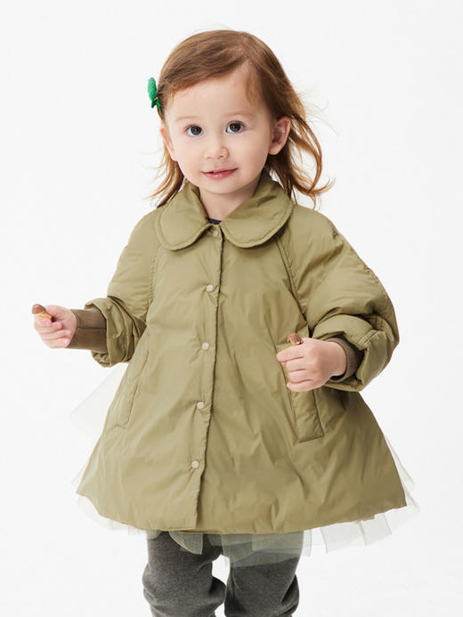 江南布衣童 22年秋款  公主网纱翻领中长款羽绒服  YM9C10550 商品图0