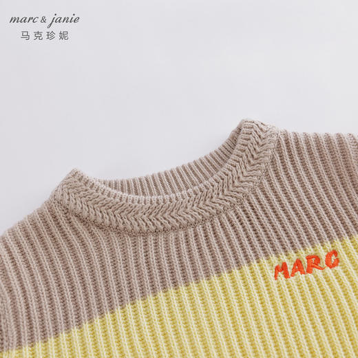 马克珍妮秋装新款 男童撞色拼接落肩毛衣 儿童毛衫221398 商品图3