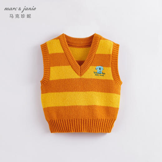 【柔蓝绒】马克珍妮秋装新款 男童V领学院风针织马甲221511 商品图2