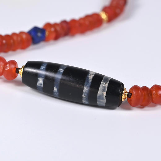 黑白镶蚀线珠+红玛瑙项链 商品图2