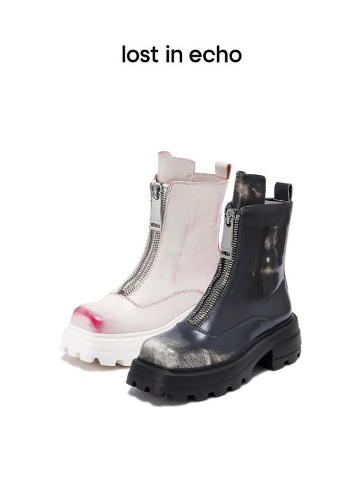 lost in echo  西装靴系列方头前置双拉链擦色厚底西装靴 商品图4