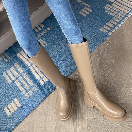 ZHR2022年秋季新款显瘦厚底圆头骑士靴女百搭时尚韩版长筒靴 商品图4