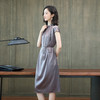 纯色优雅气质通勤中长裙桑蚕丝套头桑蚕丝灰色设计连衣裙WS21-139 商品缩略图5