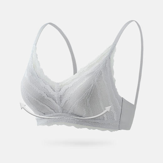 黛唯梵法式蕾丝边裸感亲肤棉杯女士调整型无钢圈上托防下垂文胸 商品图2