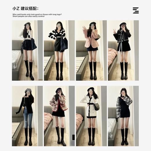ZHR2022年秋季新款显瘦厚底圆头骑士靴女百搭时尚韩版长筒靴 商品图5