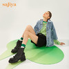 【春节不打烊】Safiya/索菲娅小众超轻底马丁靴2022秋冬新款褶皱花边厚底中跟甜酷机车靴女 SF24116083 商品缩略图6