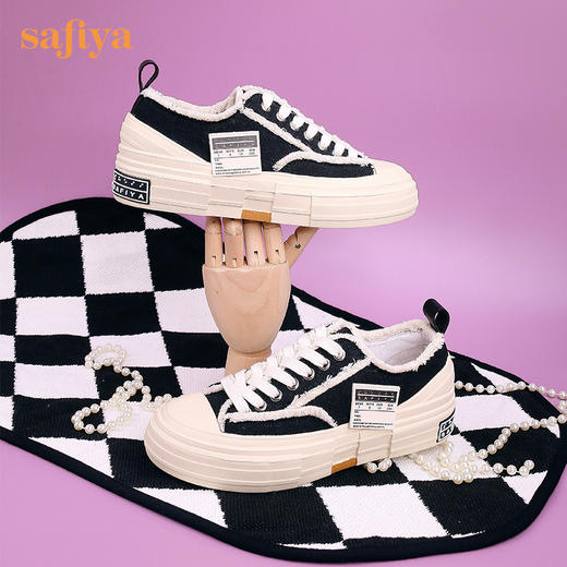 Safiya/索菲娅2022年秋季新品小香风网红乞丐帆布鞋厚底增高休闲鞋女 SF23112422 商品图0