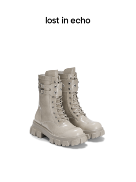 [断码]lost in echo 不无聊的马丁靴系列厚底气眼装饰擦色马丁靴