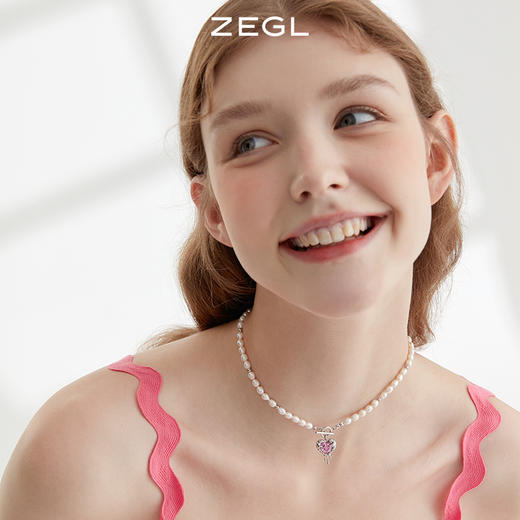 ZEGL雪融之心淡水珍珠项链女高级感轻奢小众夏爱心甜酷风锁骨颈链 商品图3