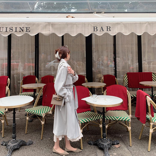 金蘑菇菇【22黑标 Marais巴黎周末】豆蔻灰绿风衣！垂顺中长款！ 商品图3