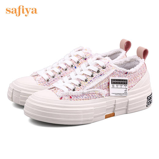 Safiya/索菲娅2022年秋季新品小香风网红乞丐帆布鞋厚底增高休闲鞋女 SF23112422 商品图4
