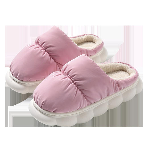 「防泼水保暖拖鞋」 女士棉拖鞋男秋冬季外穿家居 柔软PVC材质 防滑耐磨不易变形 踩屎感室内防水羽绒毛拖冬 商品图4