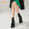 【春节不打烊】Safiya/索菲娅小众超轻底马丁靴2022秋冬新款褶皱花边厚底中跟甜酷机车靴女 SF24116083 商品缩略图7