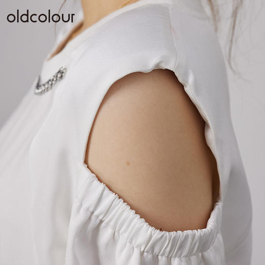 oldcolour春秋商场同款白色设计感小众气质T恤上衣女DN31023806 商品图3