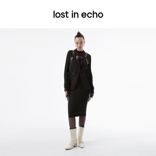 【下架】lost in echo设计师品牌尖头穿孔皮带装饰阔筒靴裤腿靴女2022 商品图2