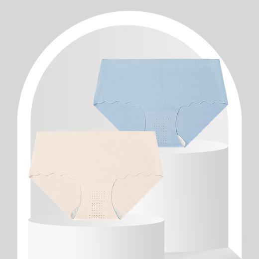 黛唯梵一片式无痕裸感内裤透气孔舒适纯棉裆冰丝女士中腰三角裤 商品图0