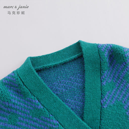 【柔蓝绒】马克珍妮秋装新款 男童撞色格纹针织开衫221516 商品图4