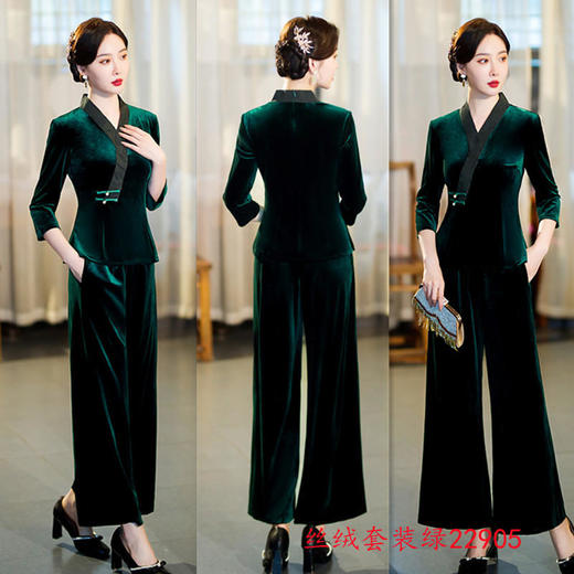 时尚改良，七分袖丝绒旗袍套装 GX22905 商品图2