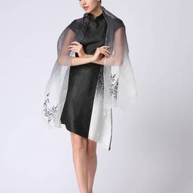 TANGY Collection/天意精品2022年春夏新品商场同款国风真丝吊染V领莨绸连衣裙