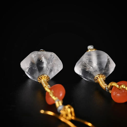 西亚高古白水晶+红玛瑙耳环 商品图5