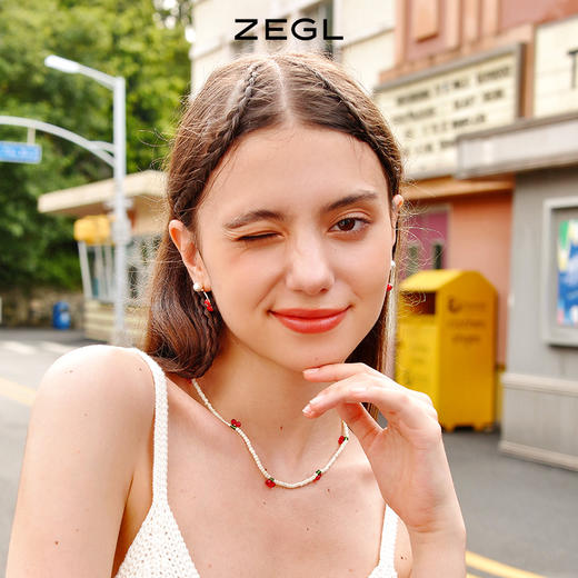 ZEGL樱桃项链女夏轻奢小众高级感人造珍珠2022年新款潮甜酷锁骨链 商品图2