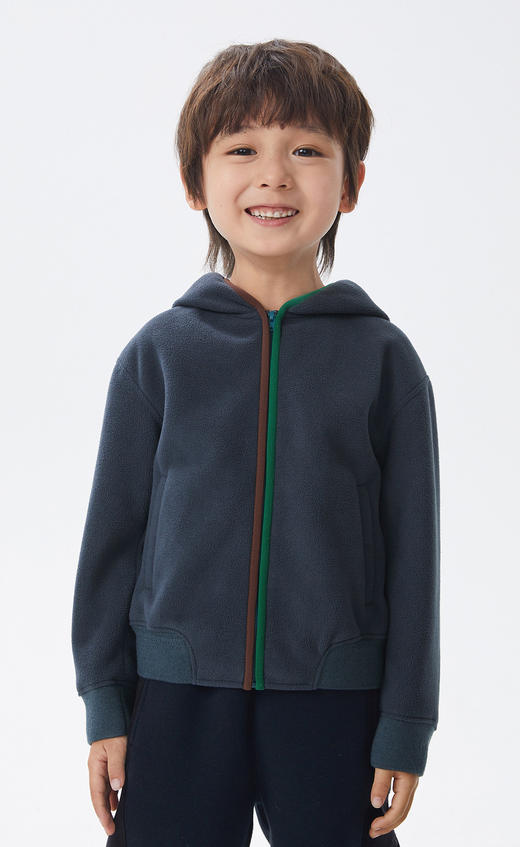 江南布衣童  22年秋款  简约连帽开襟卫衣  1M9410310 商品图10