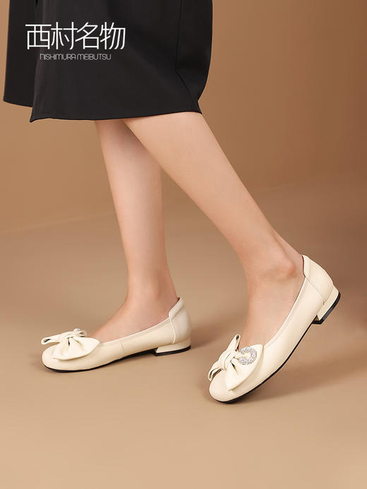 西村名物2022秋季新款舒适轻便平跟简约百搭气质休闲单鞋女36951 商品图3