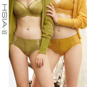 HSIA遐 中腰平角裤性感镂空蕾丝轻薄网纱透气亲肤纯棉裆底 内裤女Flamenco弗拉明戈