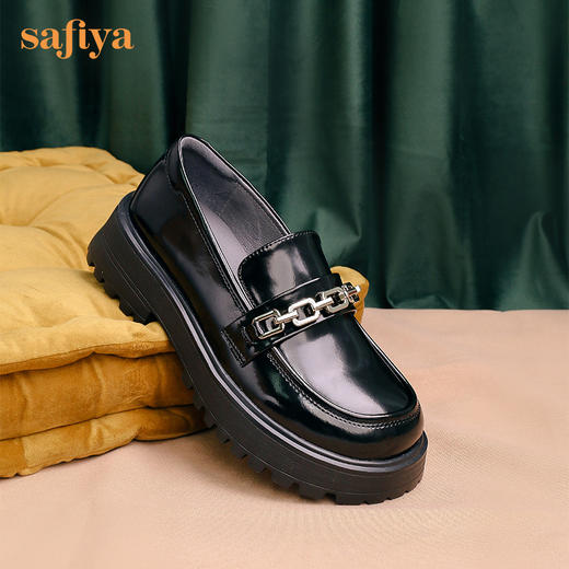 Safiya/索菲娅 奶趣娃娃鞋头2022秋季新款甜酷学院风松糕厚底百搭增高小皮鞋 SF23112091 商品图9