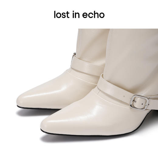 【下架】lost in echo设计师品牌尖头穿孔皮带装饰阔筒靴裤腿靴女2022 商品图4