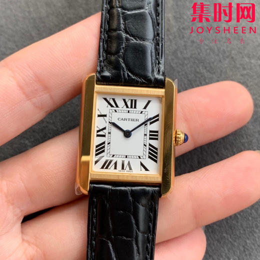 zui高版本 卡地亚TANK坦克系列 黄金壳 复古扣 美洲鳄鱼皮 瑞士朗达石英机芯。 商品图0