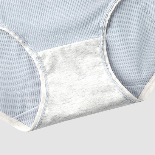 黛唯梵 女士中腰纯棉档经期防侧漏生理裤简约舒适螺纹棉姨妈裤 商品图3