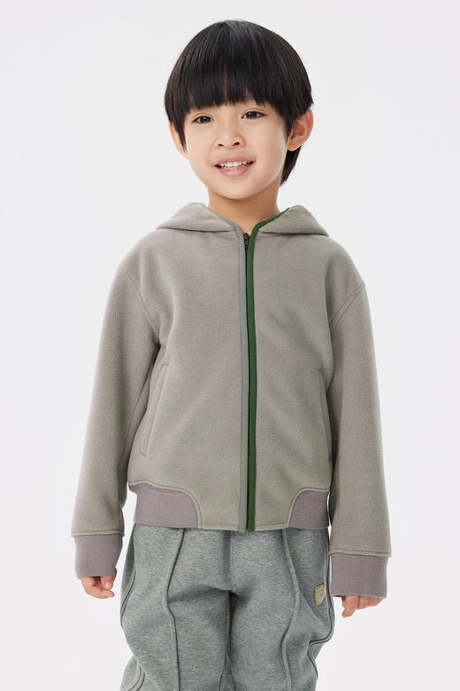 江南布衣童  22年秋款  简约连帽开襟卫衣  1M9410310 商品图0