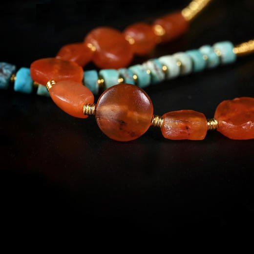 西亚高古红玛瑙+绿松石双股手串 商品图5