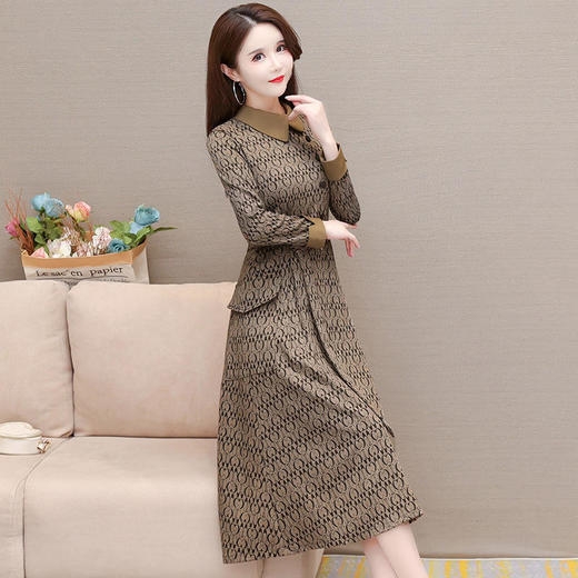 YWE 26092印花连衣裙时尚高腰中长款大码a字裙 商品图2