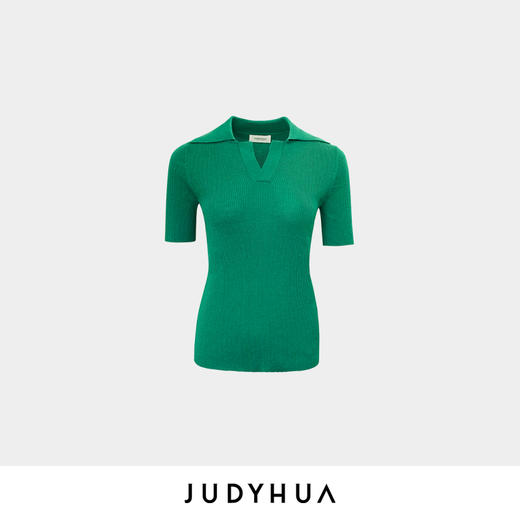 JUDYHUA 刺绣红唇Polo领针织上衣 商品图5