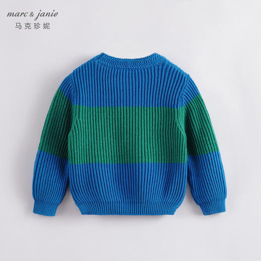 马克珍妮秋装新款 男童撞色拼接落肩毛衣 儿童毛衫221398 商品图2